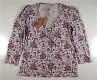 FAT FACE ROSE FLORAL CRAFT COTTON 3/4 SLEEVE V-NECK TOP 976142 WOMEN UK16 - UK 16 Regular
