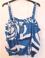 New FatFace Ladies Wide Strap Cobalt Blue/White Erin Painted Shell Cami UK 24 - 24 Regular