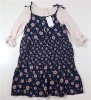 FAT FACE HOPE MIXED FLORAL 2IN1 LONG SLEEVE DRESS - NAVY 976073 KIDS GIRLS 6-7Y