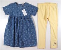 FAT FACE BUMBLEBEE FLORAL DENIM DRESS LEGGINGS SET 975836 KIDS GIRLS 4-5Y