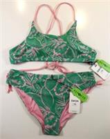 FAT FACE TROPICAL LEAVES TIE SIDE BIKINI SWIMWEAR GREEN WOMEN UK10 14 16 18 - UK18 Regular