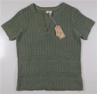 FAT FACE CLARA CROCHET KNIT SHORT SLEEVE BLOUSE TOP GREEN 974238 WOMEN UK10 24 - UK 10 / UK 24 Regular