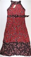 FAT FACE SANDIE PRESSED FLORAL SUMMER BOHO MAXI DRESS RED 962488 WOMEN UK16 - UK 16 Regular