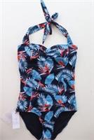 FAT FACE TROPICAL FLORAL TUMMY CONTROL PADDED ONE PIECE SWIMSUIT NAVY WOMEN UK8 - UK 8 Regular