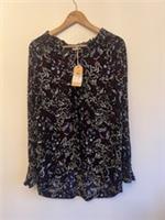 FatFace Black Floral Blouse Size UK 10 Ecovero Viscose New with Tags - 10 Regular