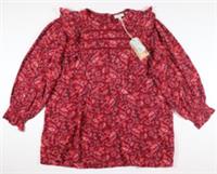 FAT FACE RYE FLORAL CRAFT RUFFLE FRILL LACE BLOUSE TOP RED 975948 WOMEN UK14 - UK 14 Regular