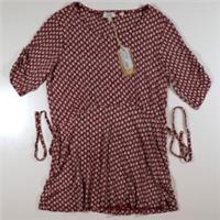 FAT FACE DELILAH ARTISAN WOODBLOCK PRINTED BLOUSE TOP DARK RED 977608 WOMEN UK10 - UK 10 Regular