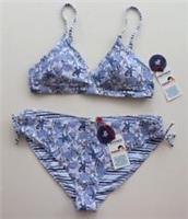 FAT FACE HIDDEN TURTLE PADDED SWIMWEAR BIKINI - BLUE 953986 - WOMEN UK14 16 - TOP UK14 + BOTTOMS UK16 Regular