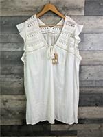 Fat Face Kiki Crochet Dress Size UK 24 White Lace Beach Summer Cover Up Plus - 24 Plus