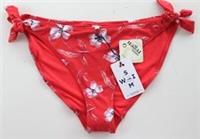 FAT FACE BOLD BLOOMS FLORAL TIE SIDE BIKINI BOTTOMS - RED 941963 - WOMEN UK14 16 - UK 14 Regular