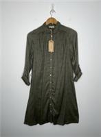 NWT Fat Face Shelley Dragonfly Shirt Dress Roll Tab Sleeves UK 8 Khaki Green - 8 Regular