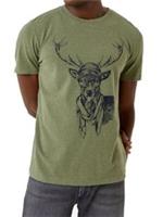 NWOT Fat Face Mens Pure Cotton Deer Dude T-Shirt Graphic Tee Top Khaki Green M L - L Regular