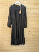 Fatface Black Polka Dot Sheet Tiered Long Sleeve Classic Dress New UK 12 - 12 Petites