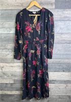 Fatface Bennie Midi Dress Size UK 8 Black Floral Long Sleeves Boho Long Sleeves - 8 Regular