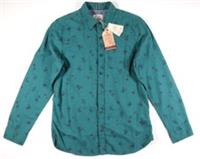 FAT FACE HARROCKS PRINT COTTON LONG SLEEVE SHIRT - DARK GREEN 970711 MEN S - S Regular