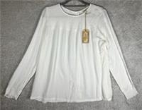 Fat Face Viscose Ivory White Boho Dobby Blouse UK 12 Smock Top Button Back - 12 Regular