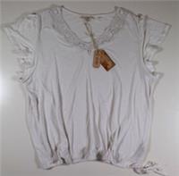 FAT FACE ROSA BOHO LINEN LACE BLOUSE T-SHIRT TEE TOP - WHITE 974719 WOMEN UK22 - UK 22 Regular