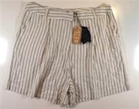 FAT FACE LINEN BLEND STRIPE RELAXED FIT SHORTS - CREAM 979400 WOMEN UK16 20 - UK16 / UK20 Regular