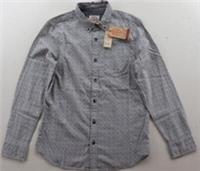 FAT FACE GEO PRINT COTTON LONG SLEEVE SHIRT - GREY MARL 970326 MEN S - S Regular