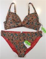 FAT FACE SKETCHED FLORAL PADDED TWIST FRONT BIKINI SWIMWEAR WOMEN UK22 - UK 22 Regular