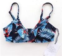 FAT FACE TROPICAL PALMS RUFFLE PADDED SWIMWEAR BIKINI TOP NAVY WOMEN UK6 - UK 6 Regular