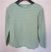 Fat Face 14 Green Striped Breton Long Sleeve T Shirt Top - 14 Regular
