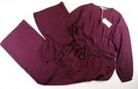 FAT FACE AVERY WIDE LEG LONG SLEEVE JUMPSUIT - DARK PLUM 982254 WOMEN UK20 - 20 Regular