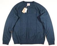 FAT FACE BRAUNTON HENLEY COTTON WOOL KNIT JUMPER - TEAL GREEN 975746 - MEN 4XL - 4XL Regular
