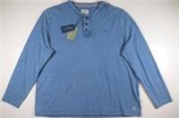FAT FACE JACQUARD HENLEY 100% COTTON LONG SLEEVE TOP - INDIGO 975848 MEN 4XL - 4XL Regular