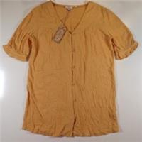 FAT FACE GRACE LONGLINE V-NECK BUTTON BLOUSE TOP - BUTTERCUP 956058 - WOMEN UK10 - UK10 Regular