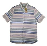 FatFace Striped Short Sleeve Shirt Soft Mens Medium Tall Fit Pastel Summer BNWT - M Big & Tall