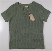 FAT FACE CLARA CROCHET KNIT SHORT SLEEVE BLOUSE TOP - GREEN 974238 WOMEN UK10 24 - UK 10 / UK 24 Regular