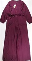 FAT FACE AVERY WIDE LEG LONG SLEEVE JUMPSUIT DARK PLUM 982254 WOMEN UK20 - 20 Regular