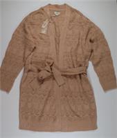 FAT FACE POINTELLE WRAP OPEN KNIT LONG CARDIGAN - CARAMEL 972500 WOMEN UK12 - 12 Regular