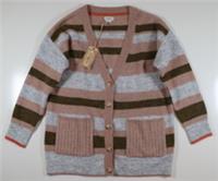 FAT FACE LILY STRIPE ALPACA WOOL KNIT V-NECK CARDIGAN GREY 970626 WOMEN UK10 - 10 Regular