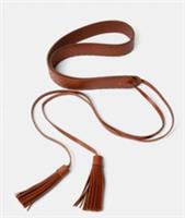 FAT FACE VINTAGE EMBOSSED TASSEL LEATHER TIE WAIST BELT BROWN TAN - WOMEN S M L - M Regular