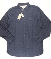 FAT FACE GEO PRINT COTTON LONG SLEEVE SHIRT - DARK GREY 976839 MEN XL TALL - XL Big & Tall