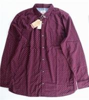 FAT FACE GEO PRINT COTTON LONG SLEEVE SHIRT - RAISIN 970326 MEN 2XL TALL - 2XL Big & Tall
