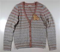 FAT FACE TESS STRIPE COTTON KNIT V-NECK CARDIGAN - OATMEAL 972522 WOMEN UK10 - 10 Regular
