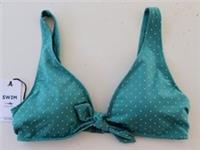 FAT FACE - SPOT BOW RETRO PADDED SWIMWEAR BIKINI TOP - GREEN TEAL - WOMEN UK12 - 12 Regular