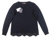 FAT FACE LILY LACE JUMPER TOP FLORAL CASHMERE WOOL KNIT - BLACK 948248 WOMEN UK8 - 8 Regular