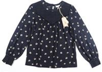 FAT FACE KITTY FLORAL DOT LACE LONG SLEEVE BLOUSE TOP BLACK 977259 WOMEN UK8 - 8 Regular