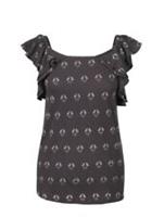 Fat Face - Women's - Camilla Ruffle Gem Geo - Black - Size 8 - BNWT - 8 Regular