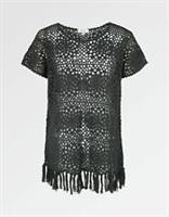 Fat Face - Women's - Cate Crochet Tee - Black - Size S - BNWT - S Regular