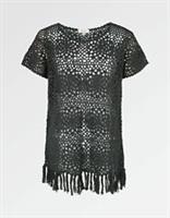 Fat Face - Women's - Cate Crochet Tee - Black - Size L - BNWT - L Regular