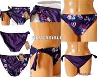 WOMENS FAT FACE REVERSIBLE BIKINI BOTTOM HIPSTER PURPLE JADE SIDE TIE UK 16 18 - 18 Regular