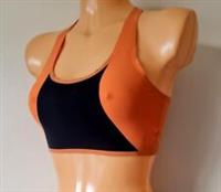 FAT FACE LADIES BLACK ORANGE BIKINI CROP TOP UV RASH GUARD SURFING UK 12 NEW - 12 Regular