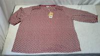 Fatface Top UK 22 Womens 3/4 Sleeve Dark Red Darcy Artisan Geometric Cotton Tee - 22 Regular