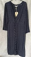 Fat Face Ingrid Micro Jersey V Neck Stretch Midi Dress Office Work Size 16 BNWT - 16 Regular