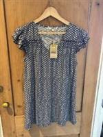 Fat Face Ladies Katy Star Geo Tunic Top Blue Black Cap Sleeve Ruffle NWT UK 12 R - 12 Regular